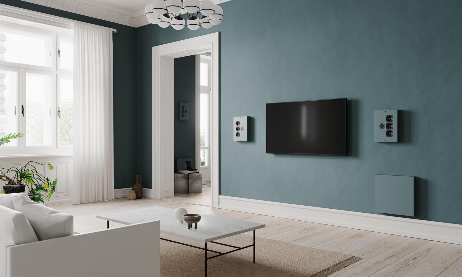 Home Cinema Installation - Wall mounted TV with high spec wall speakers